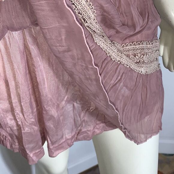 Vintage Y2K Double Layered Chiffon Crochet Knit Dress Medium - Picture 8 of 15